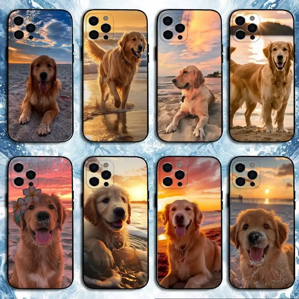 

Dog at sunset Phone Case For iPhone17,16,15,14,13,12,11 Plus,Pro Max, Soft Silicone Black Cover
