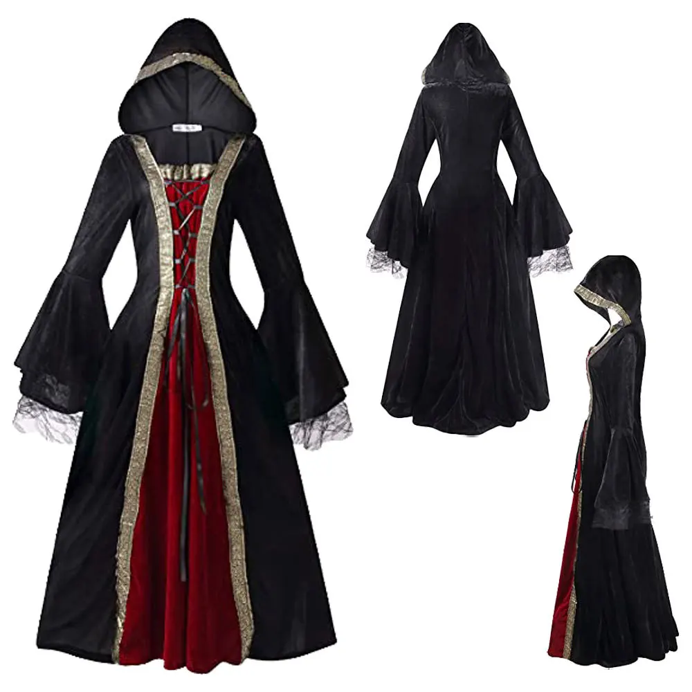 

Women Celtic Medieval Floor Length Dress Cosplay Costumes Carnival Middle Ages Stage Performance Gothic Court Victoria Dresses