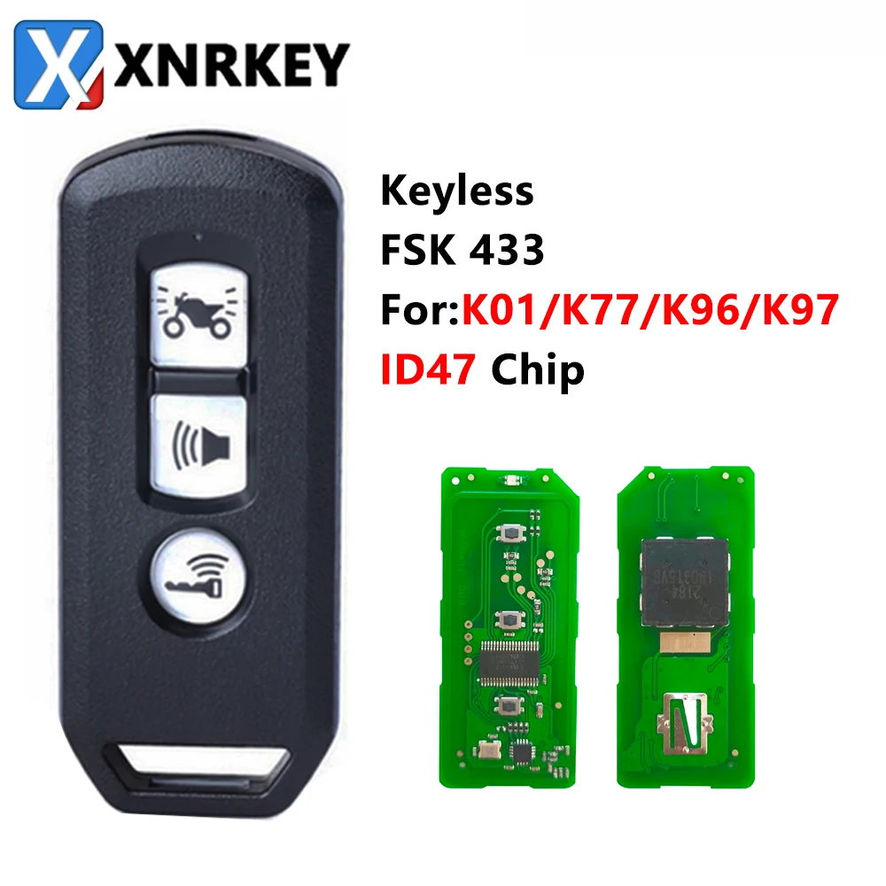 

XNRKEY 3B Keyless Remote Key ID47 433Mhz for Honda K35V3 ADV SH 150 Forza 300 125 PCX150 2018 Motorcycle Scooter K01 K77 K96 K97