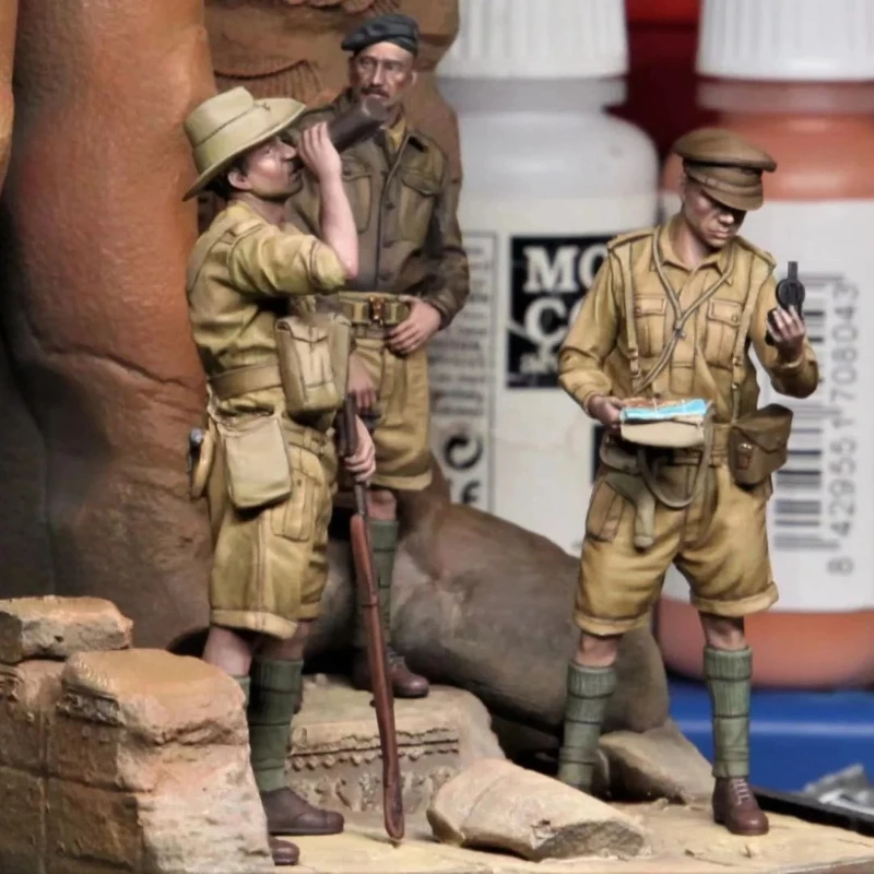 1/35 Guerra Mondiale Ii Soldati 3 Persone Con Scena In Resina Ritratto Modello Soldati Bianco Modello Smontato E Non Verniciato Modello Regalo