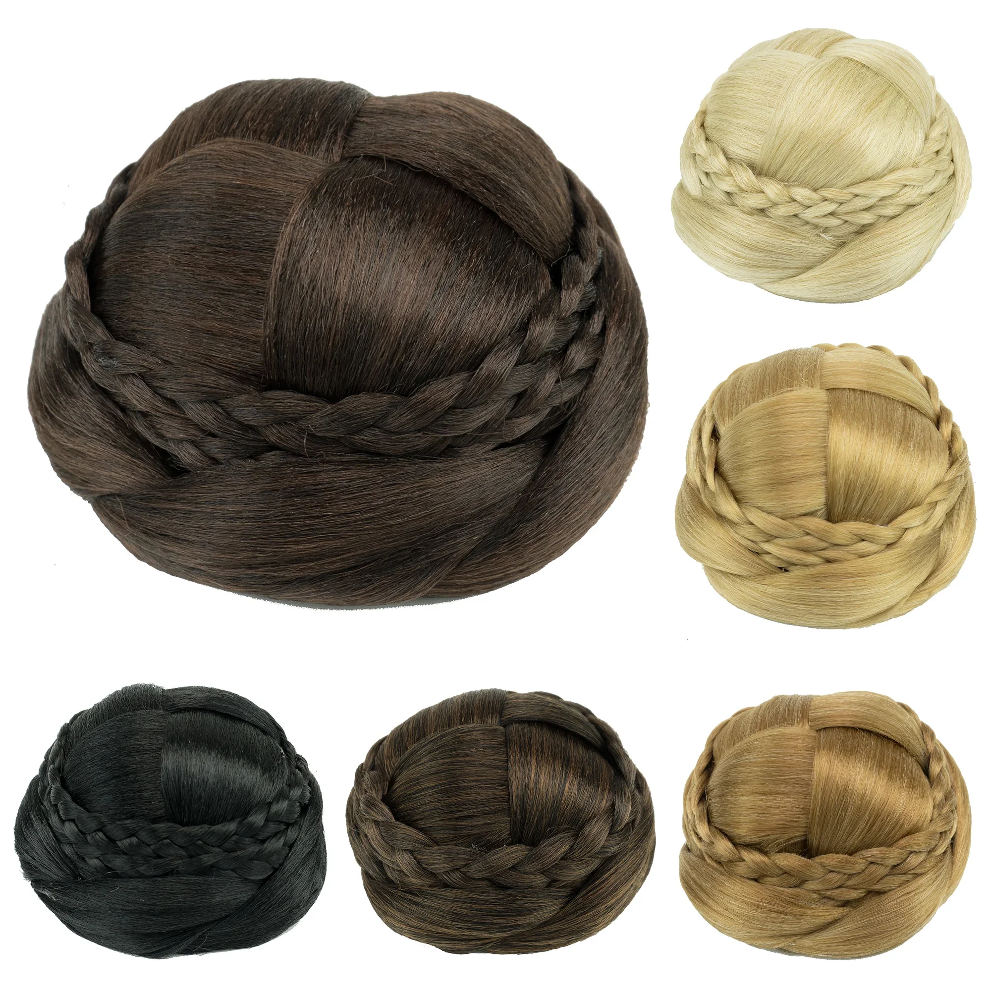 الاصطناعية اليدوية مضفر العقدة راقصة غطاء الشعر دونات قطع الشعر Scrunchies كعكة الشعر شعر مستعار إكسسوارات الشعر للنساء