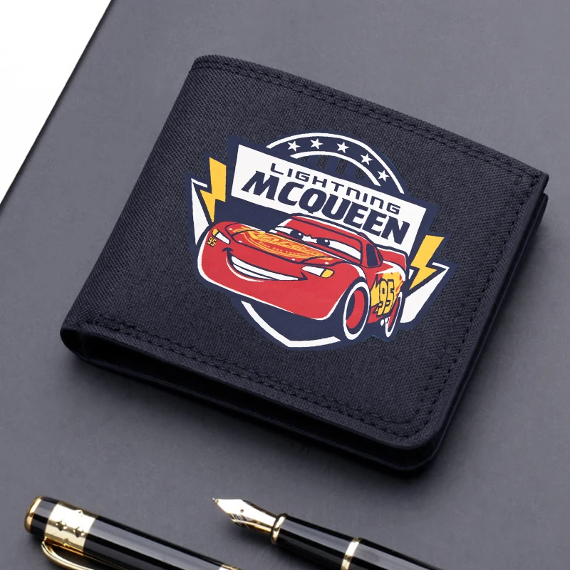 Lightning McQueen Canvas Wallets Anime Cars Multi-card Slot Billfolds Boys Girls Folding Card Holders New Short Coin Purses Gift view 3