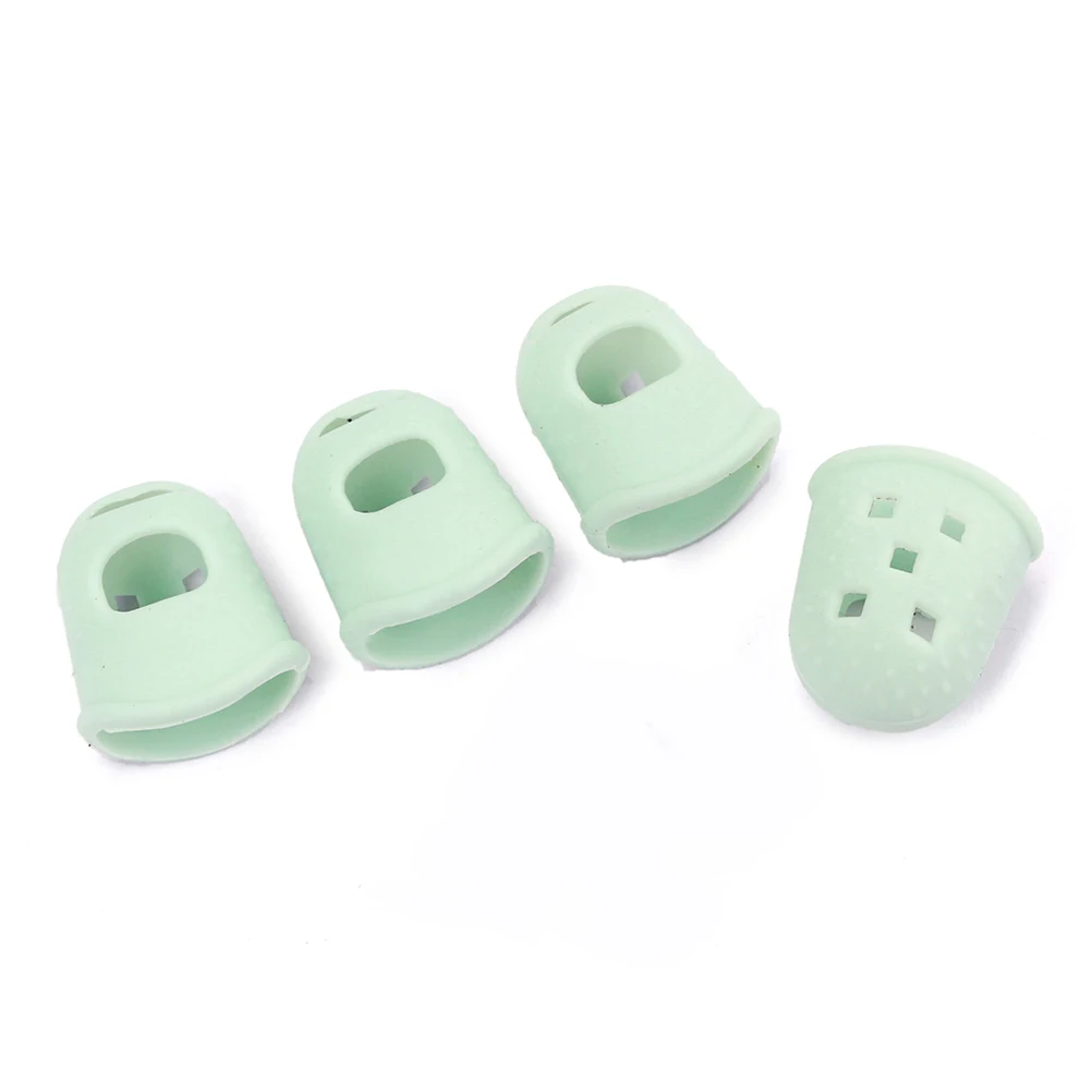

4 Pcs Silicone Finger Cot Guitar Guards Caps Fingertip Protectors Covers Stringed Instrument