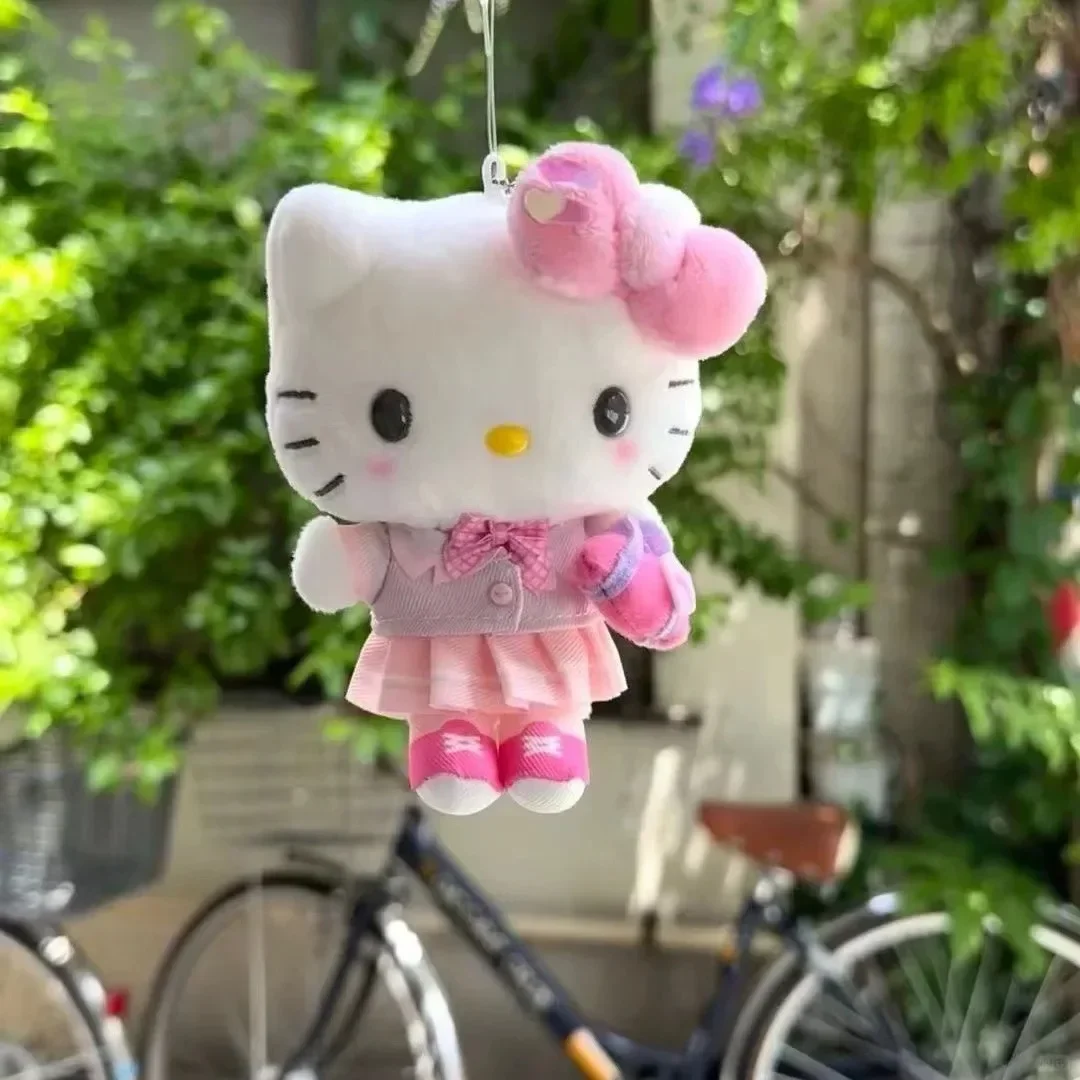 Hello Kitty Plush Keychain 12Cm Peluche Jk School Uniform Series Bag Charm Kawaii Hellokitty Stuff Stuffed Toys Gifts