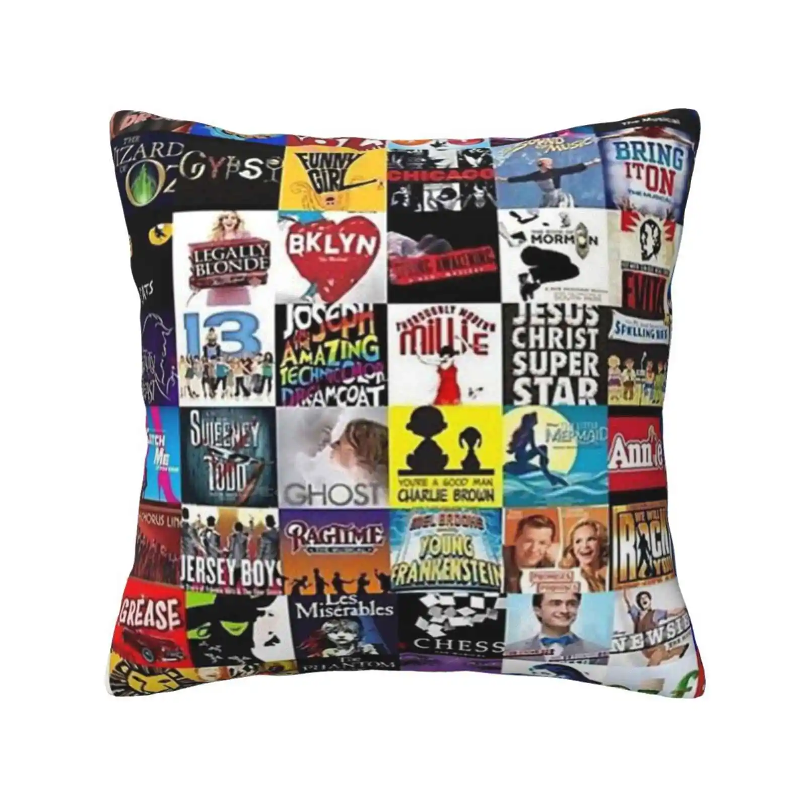 Musicals Collage Leggings Pillow Cover Hug Pillowcase Musicals Broadway Lion King The Musical Elf The Musical Rent The Musical