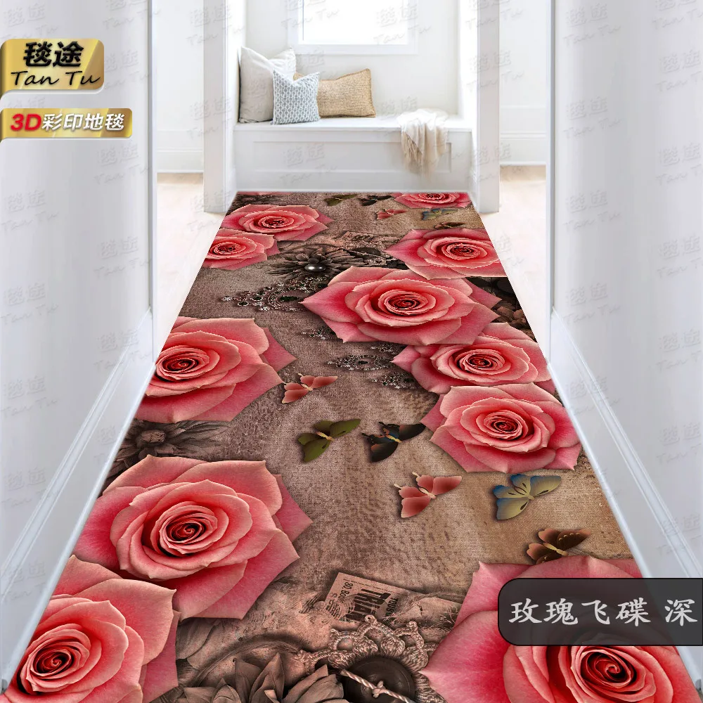 

Europe Hallway Carpet Home Non-slip Floor Mat Hotel Aisle Corridor Carpet Long Rug Soft Carpet Living Room Bedroom Stair Carpet