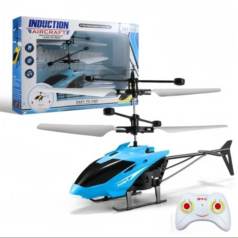 Induction Two-Way RC Helicopter Rechargeable, Anti-Drop Electric Luminous Aircraft Model for Indoor Hover