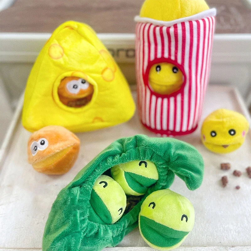 Pea Cheese Popcorn Sounding Dog Toy Pet Sounding Paper Toy Hide and Seek Food Pet Fun Game Toy Pet Toy