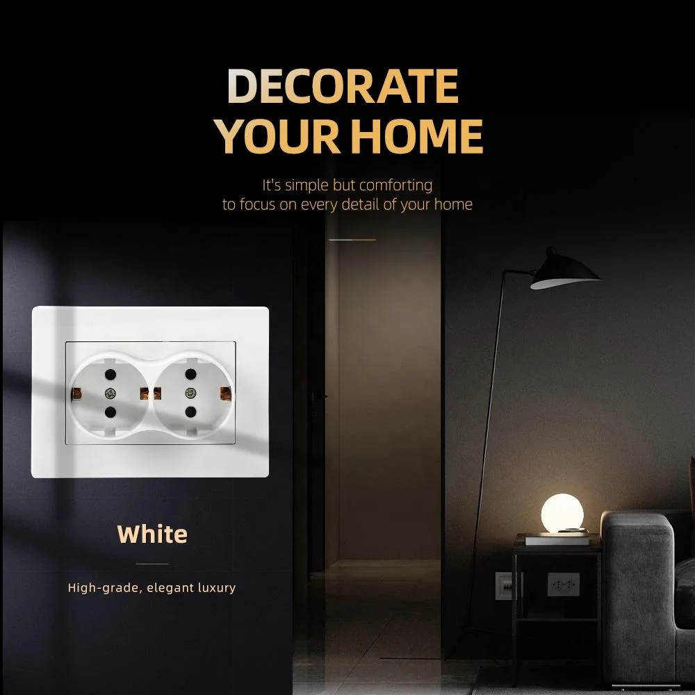 Melery Wall مآخذ مزدوجة لوحة بلاستيكية الاتحاد الأوروبي روسيا ألمانيا التيار المتناوب نقاط الطاقة منافذ التوصيل 110-250 فولت هولندا أوروبا مكتب المنزل #6