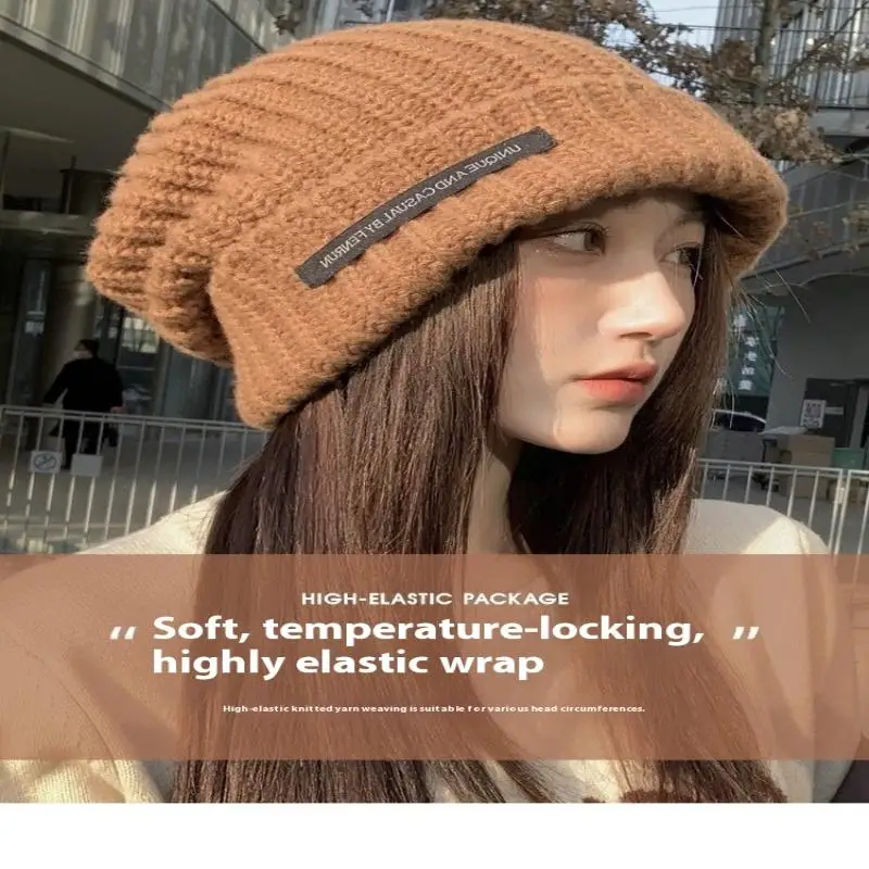 따뜻한 니트 패치워크 남성용 겨울 모자 얼굴 슬림 트렌디 커플용 커프드 비니 캐주얼 스트리트 스타일 니트 캡