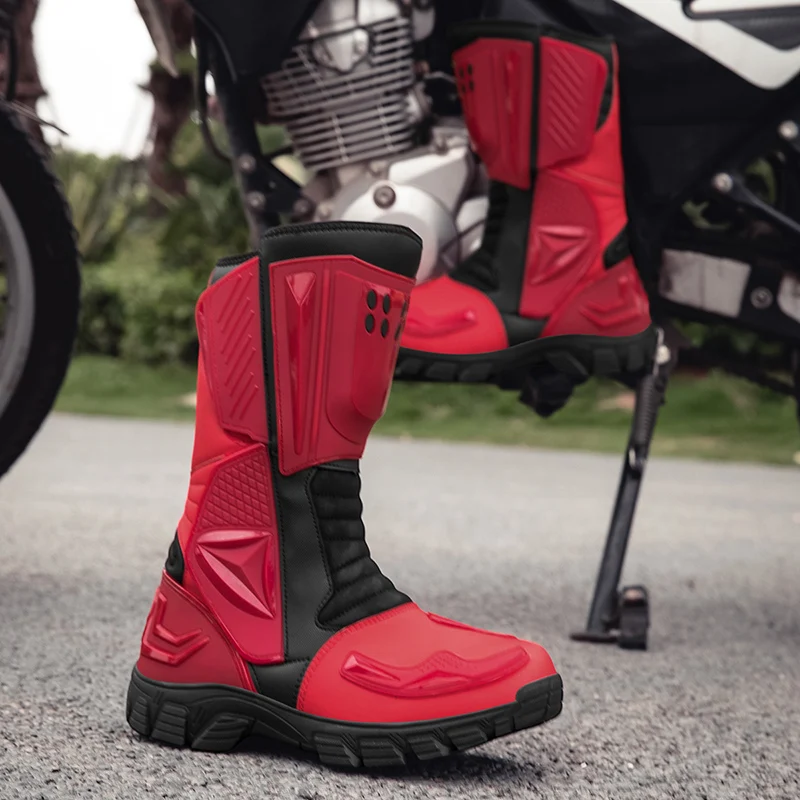 

Motorcycle protective boots unisex four season fashion anti slip high top breathable wear-resistant off-road casual riding shoes