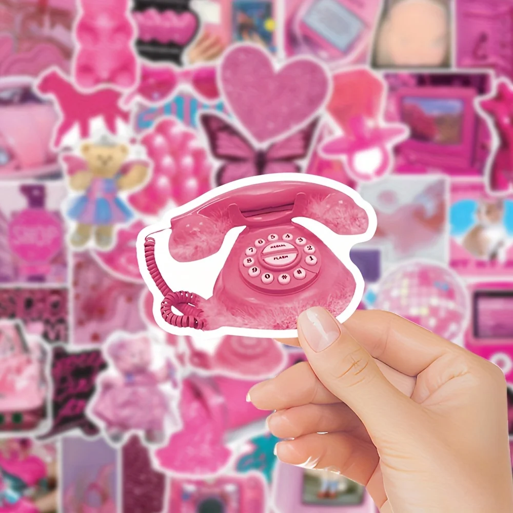

50pcs Pink Cartoon Graffiti Stickers Fun PVC Decals Laptops Skateboards Guitar Water Bottles Cute Stickers Craft Supplies