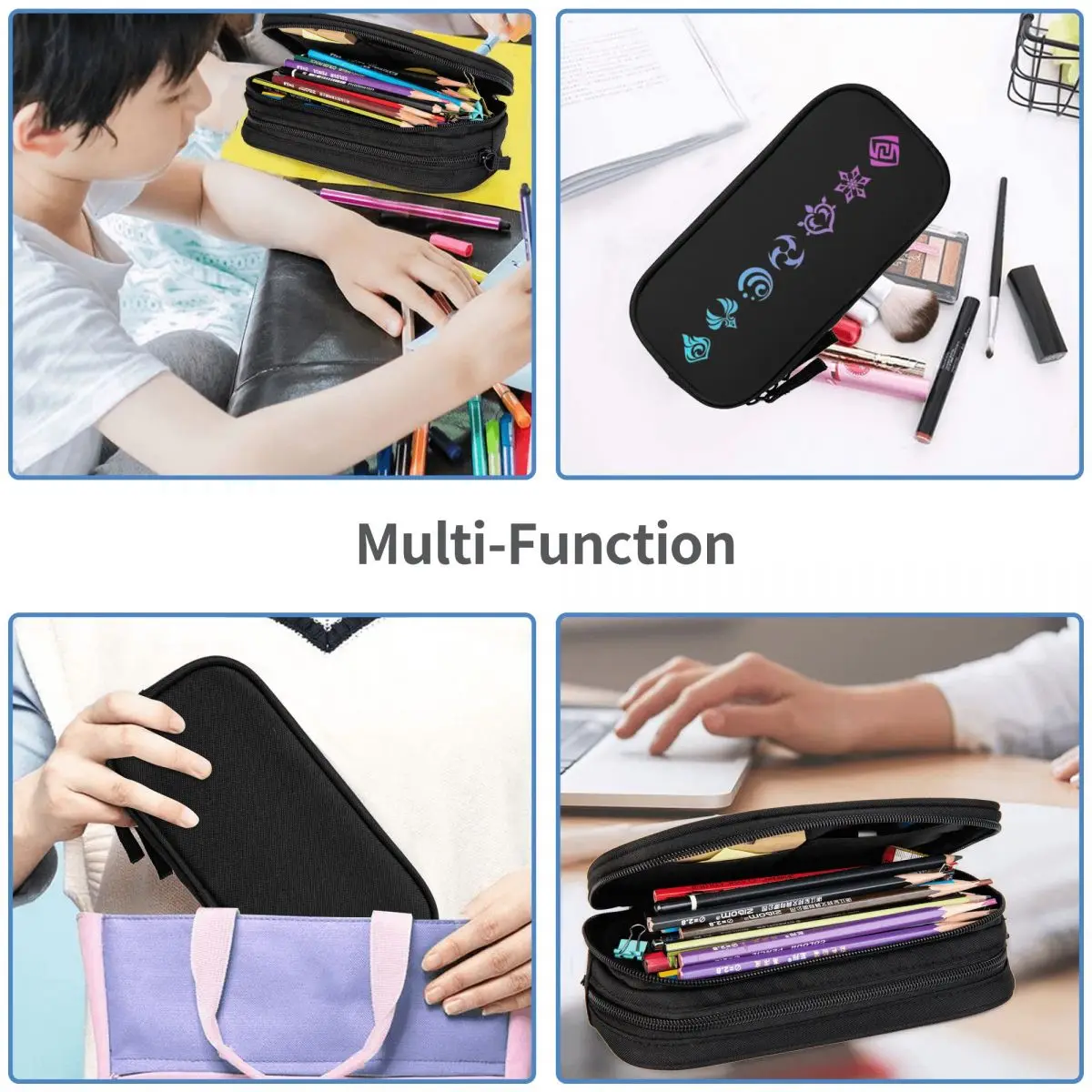 Imagem -05 - Estojo de Lápis Genshin Impact Game com Zíper Bolsa de Armazenamento Grande para Estudantes Caneta para Meninas e Meninos