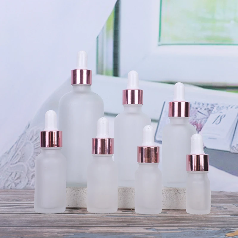 

28PCS 15/30/50ml Rose-Golden Aromatherapy Essential Oil Bottles Frosted Perfume Glass Dropper Bottle with Pipette Empty Bottle