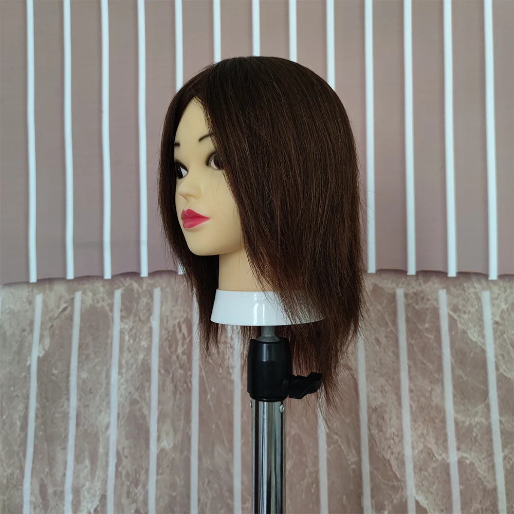 Cabeza de maniquí de salón PRO: cabello 100% humano para decolorar, teñir y trenzar, herramientas de modelo de práctica para entrenamiento de peluquero