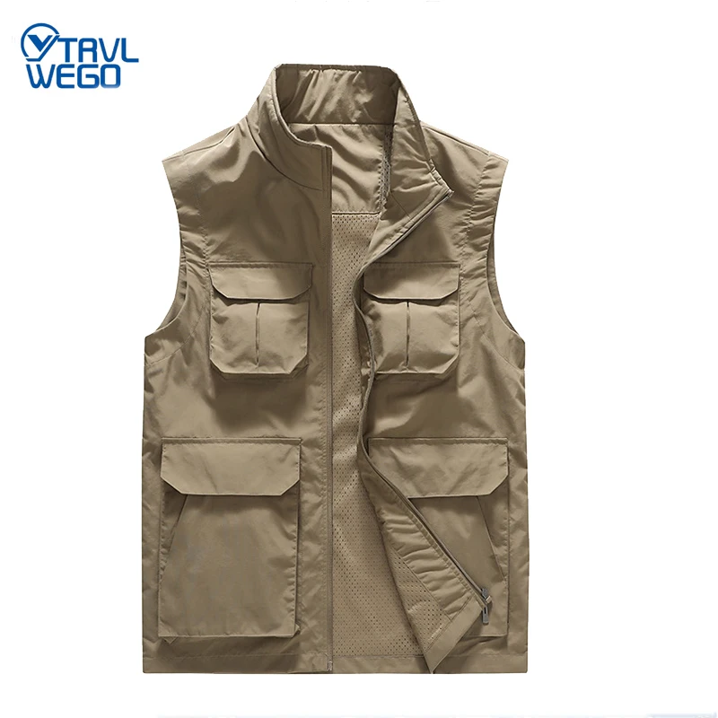 

TRVLWEGO Men's Autumn Vest Hiking Outdoor Hunting Fishing Vest Casual Multi-Pocket Waistcoat Photography Sleeveless Jacket