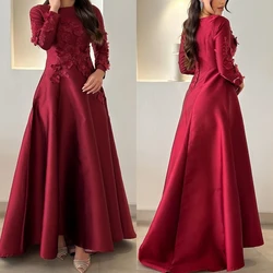 Jiayigong-Robe de Bal en Satin Drapée et Personnalisée, Tenue de Soirée Longue, Ligne A, Col Haut, sur Mesure, pour Occasions