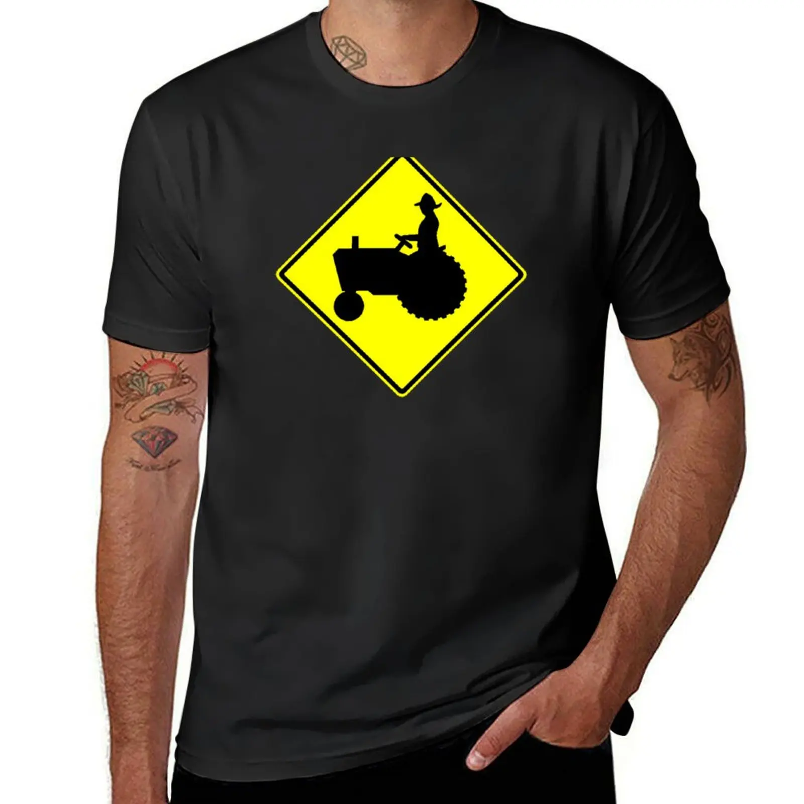 

Farm Tractor Crossing sign T-Shirt plus sizes graphics tshirts for men