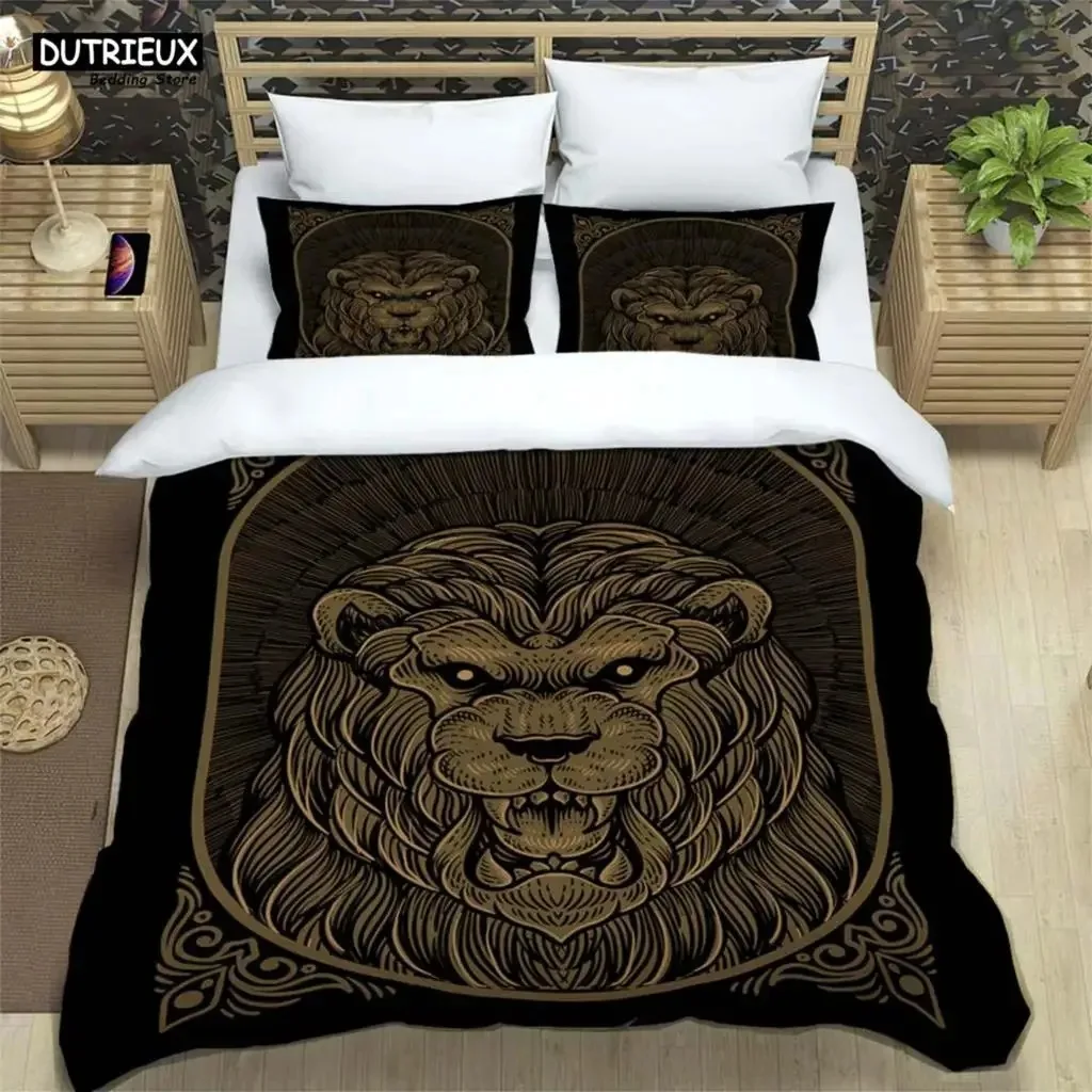 Medieval Dark Retro Digital Print Polyester Bedding Sets Boys Bed Linen Set For Teens, Queen Bedding set， Bed Comforter Set