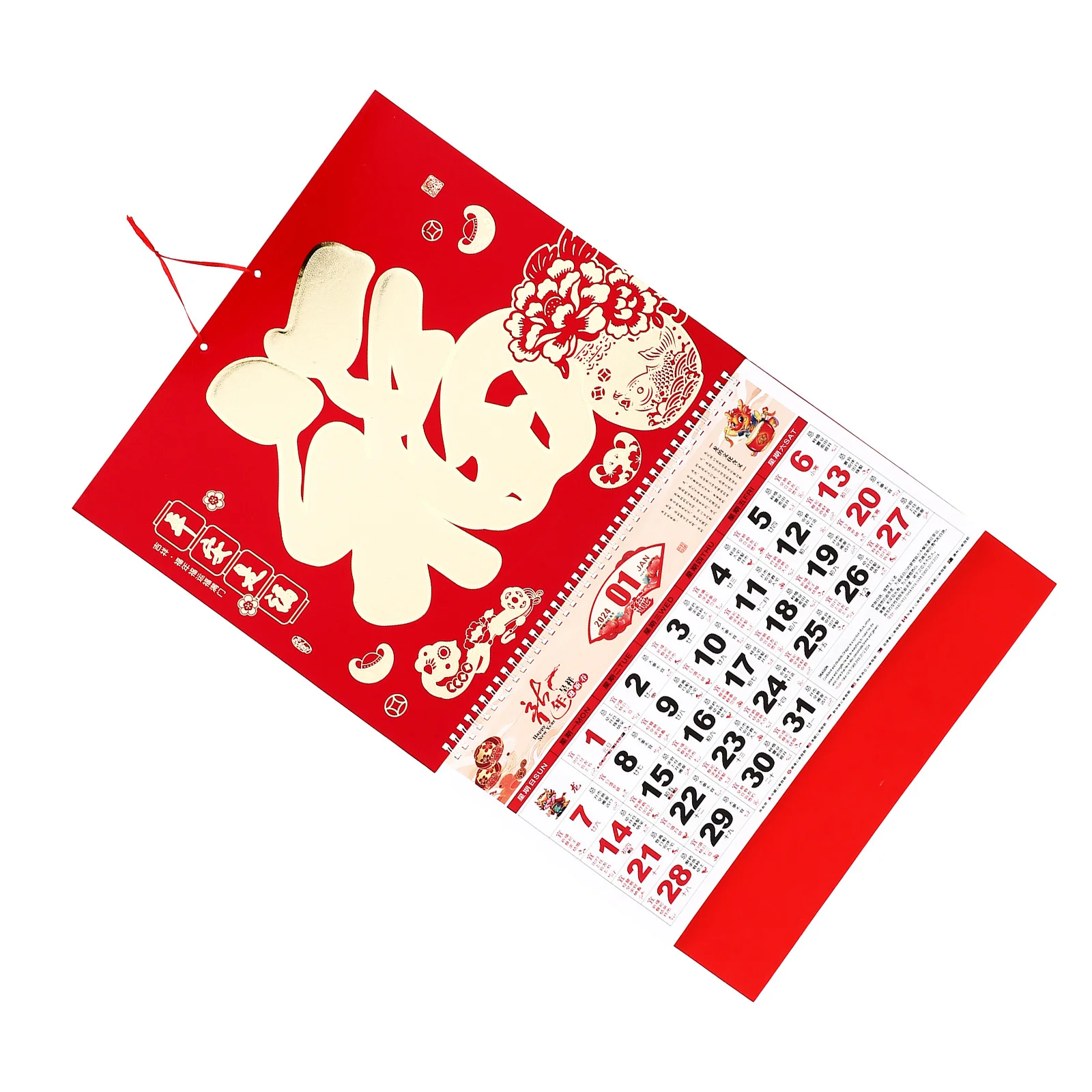 

Chinese Lunar Hanging Calendar Beautiful Dragon Creative New Years Dragons Red Calendars