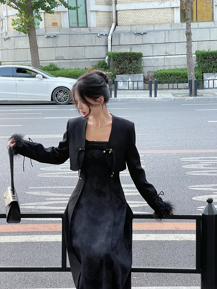 

Original Christmas Atmosphere Slimming Dress 3D Tailoring Elegant Long Dress Spring New Style Polyester Fiber Zipper Closure