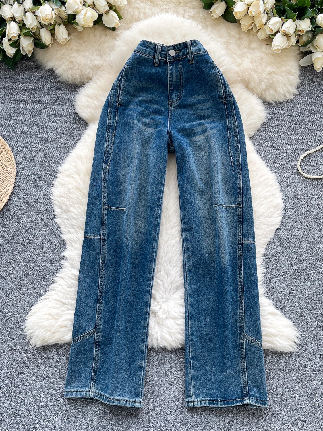 Hohe Taille Breite Bein Jeans frauen Sommer Neue Sle Retro Lange Hosen Straße Faion Design Abnehmen Gerade Bein heiße Mädchen Jeans