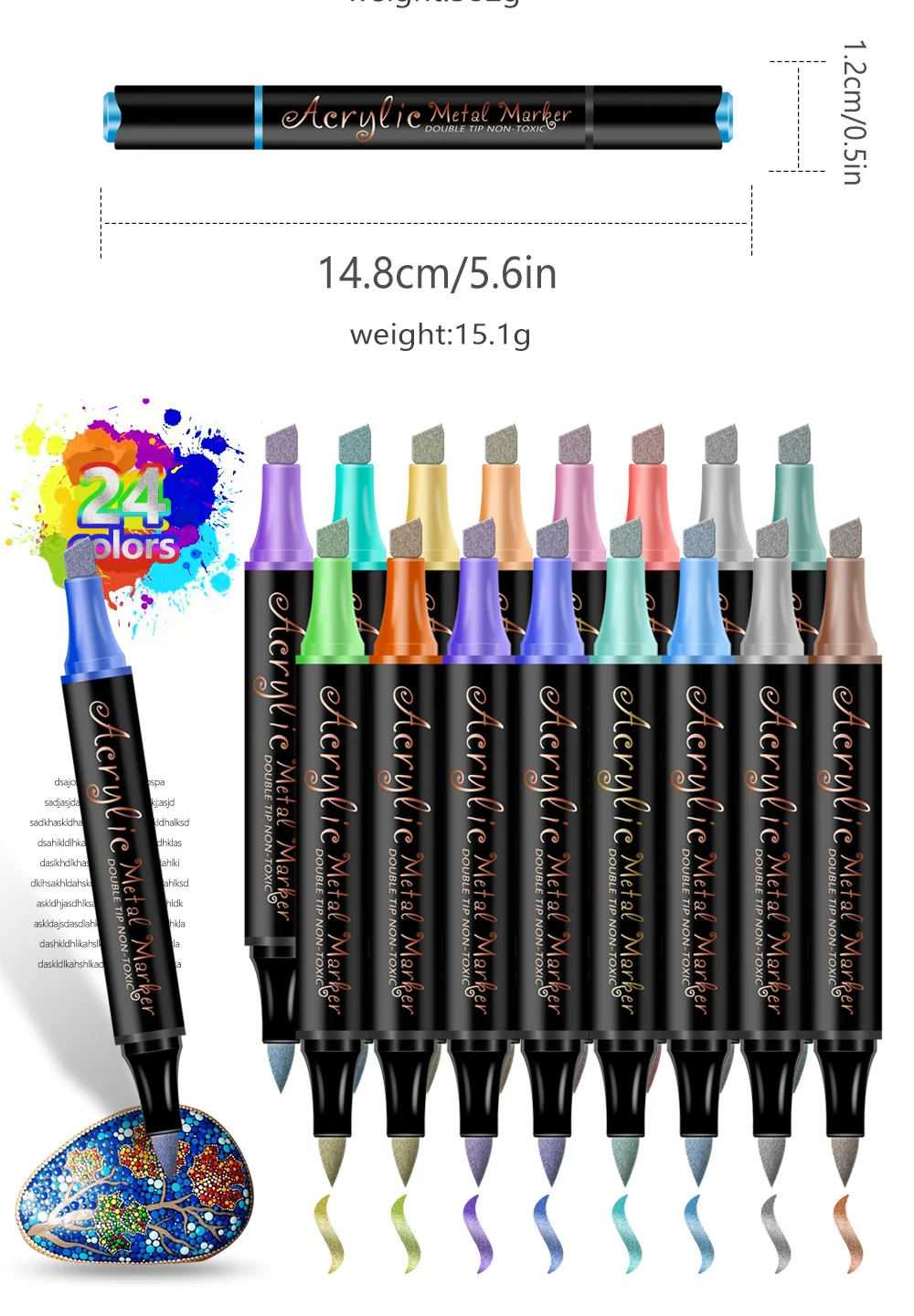 12/24 farben Set Doppel Kopf Punkt Stift Acryl Propylen Metall Marker Stift Hand Konto Gemälde Feine Kunst Pinsel Für karton – Detail 4