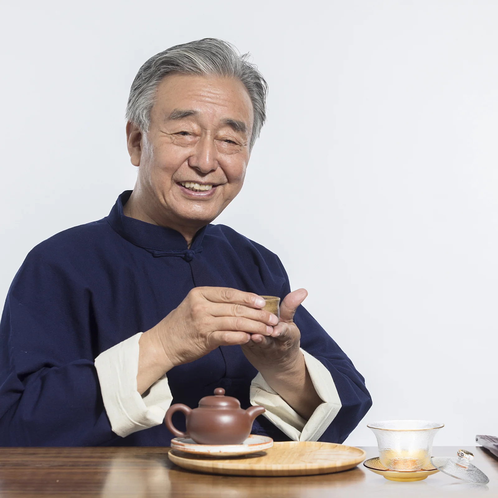 

1Set Descriptions Jin Sancai Crystal Glass Tureen Tea Cup Raised Cover Button Easy Handle Tea Making Bowl Decor