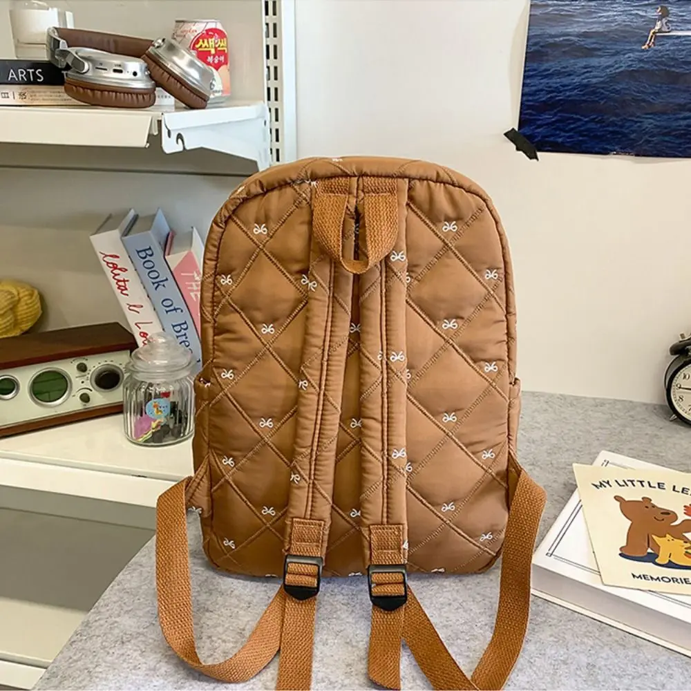 

Рюкзак в стиле преппи с вышитым бантом, нейлоновый рюкзак с вышивкой, портативный, в корейском стиле, для школьников