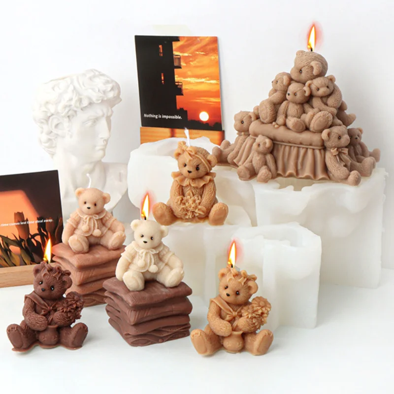 

Cartoon Vase Bear Silicone Candle Mold Flower Animal Soap Resin Plaster Mould DIY Toy Teddy Chocolate Making Set Desk Decor Gift