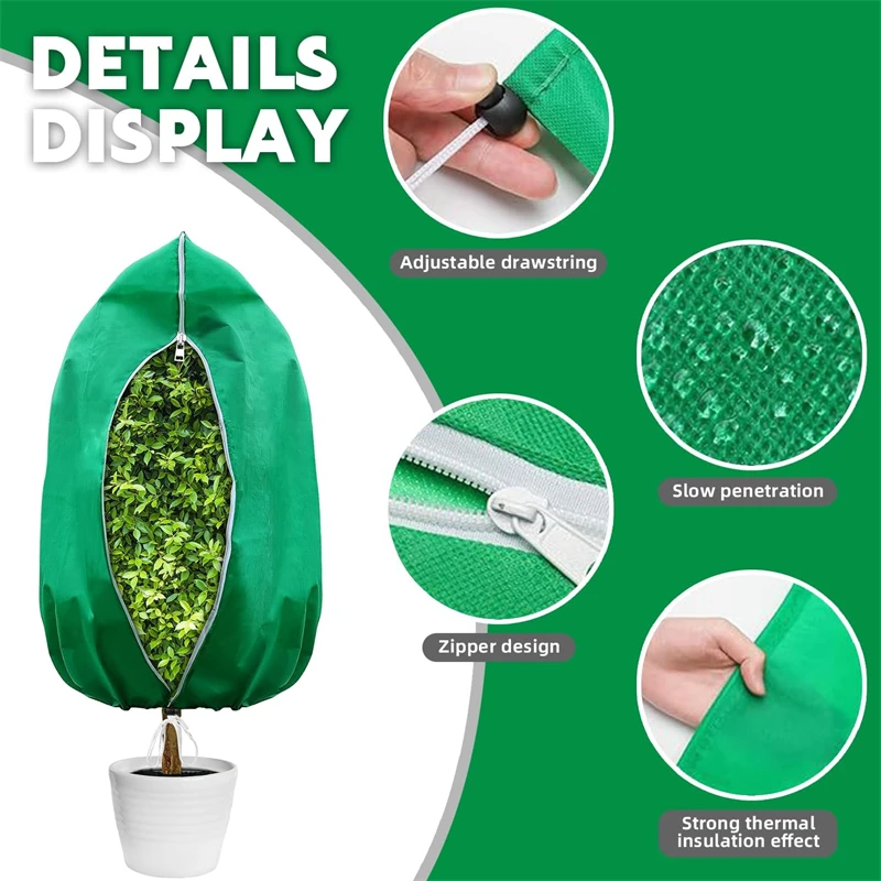 4 عبوات من أغطية النباتات الشتوية للحماية من التجميد وبطانيات GreenFrost مع رباط بسحاب لشجرة شجيرة بوعاء خارجية للطقس البارد