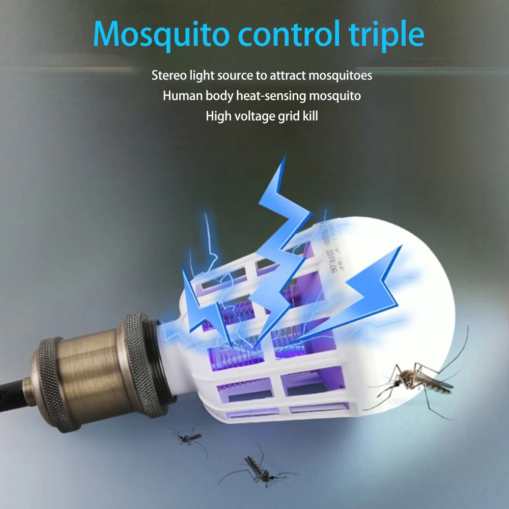 Indoor LED Mosquito Killer Lamp, Lâmpada de lâmpada LED, Anti Mosquito Repelente, Bug Zapper, 9W, 15W, 20W, 2 em 1, E27, AC 175-220V