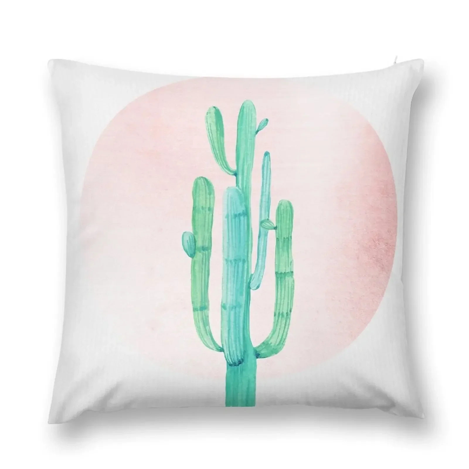 

Elegant Cactus Rosegold Pink and Turquoise Desert Cacti Southwest Decor Throw Pillow Decorative Sofa Cushion pillow