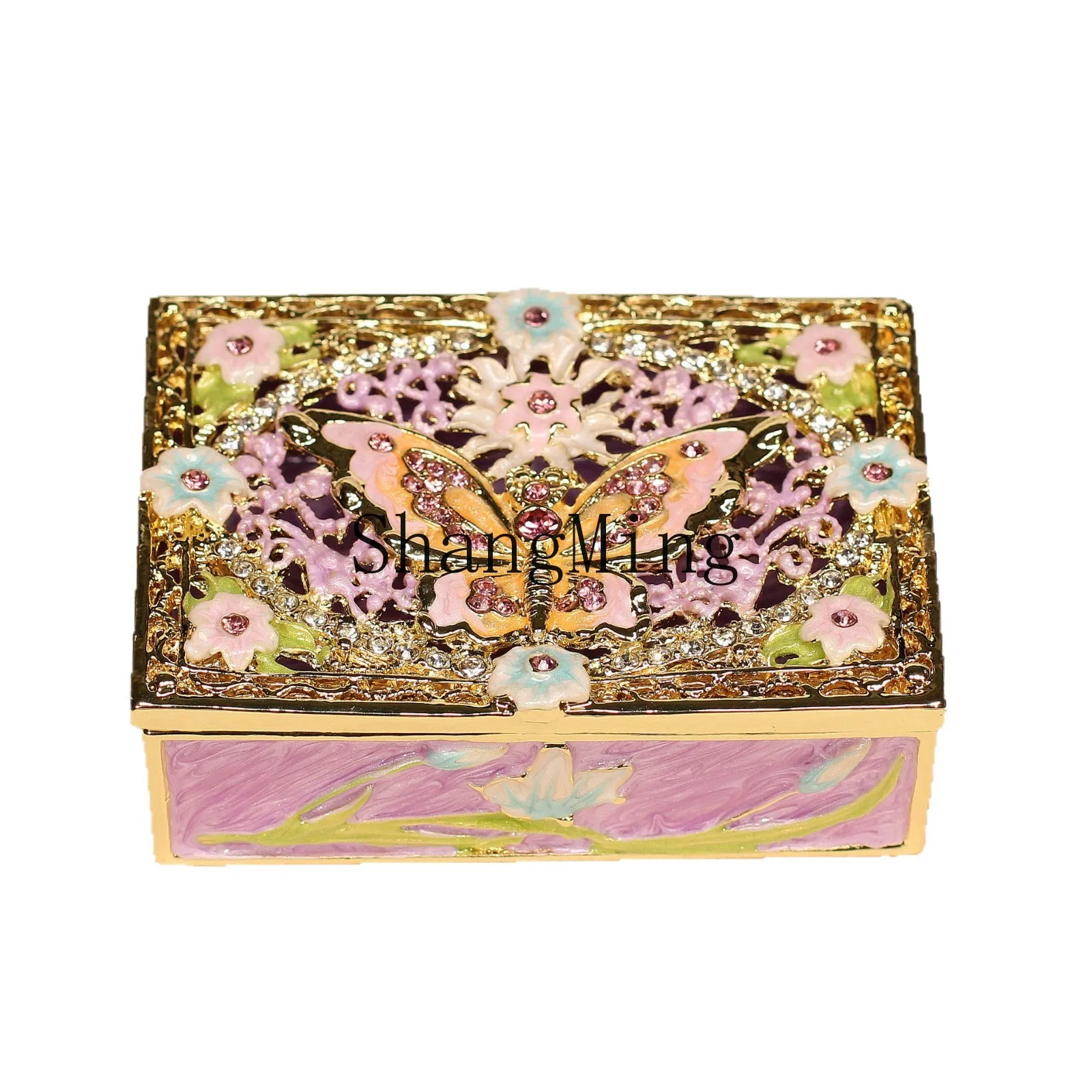 

DSA metal enamel color jewelry box butterfly small ornament creative home light luxury square jewelry box