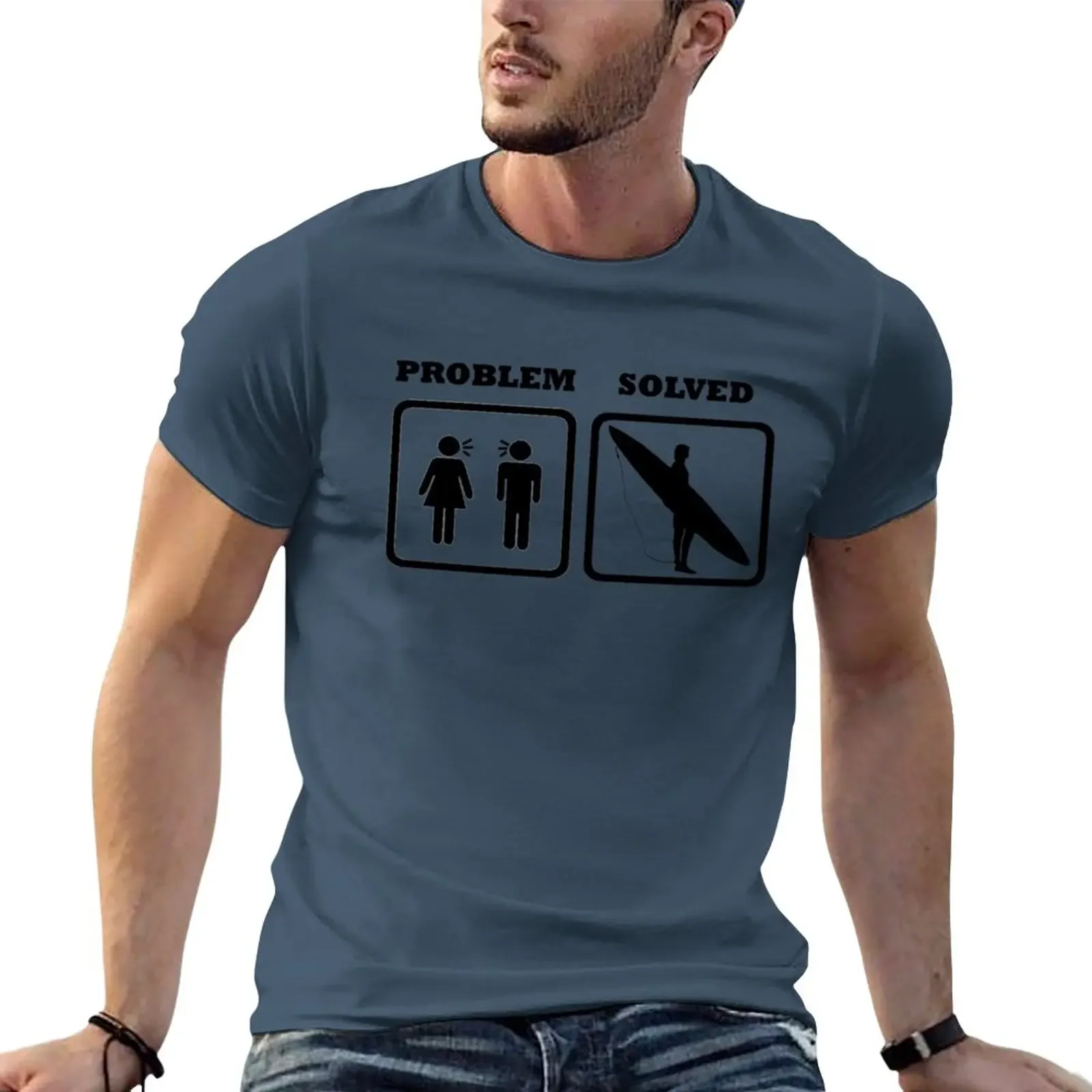 

New PROBLEM SOLVED WIFE SHOUTING AT SURFER T-Shirt black t shirt customized t shirts fitted t shirts for men