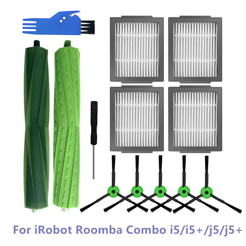 Escovas laterais filtros hepa para irobot roomba combo i5/i5 +/j5/j5 + peças de reposição robô aspirador