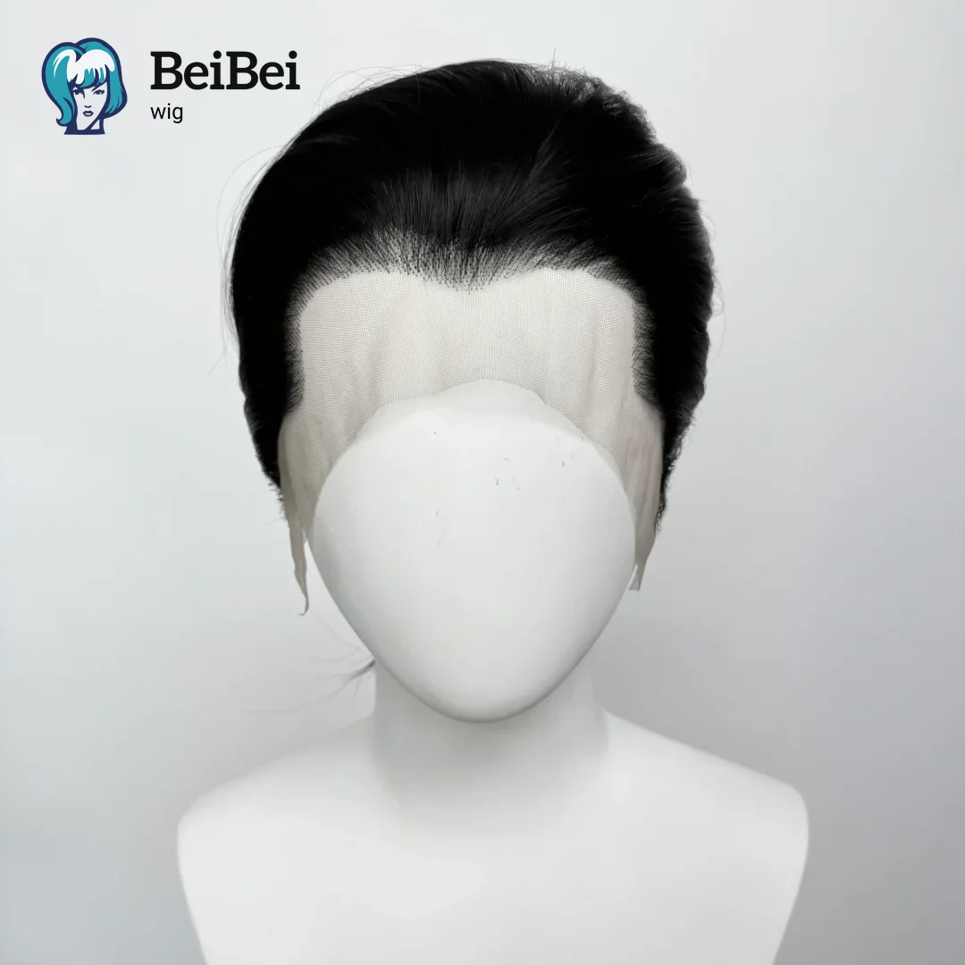 BeiBei Black Wig Short 8Inch 13*4 Lace Front Wig for Man Sliver Blonde Synthetic Wigs Heat Resistant Fiber Hair Wig for Cosplay