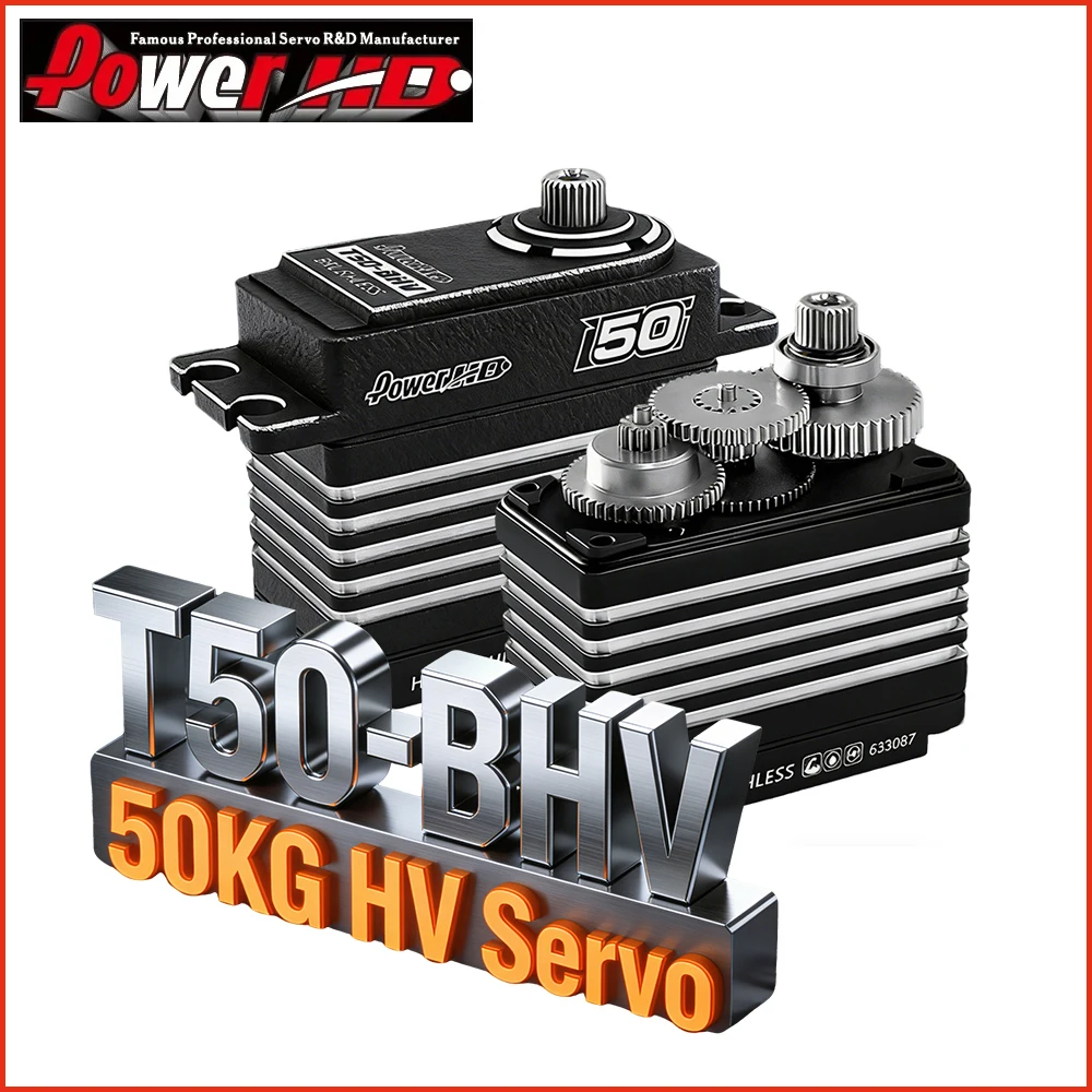 

Сервопривод PowerHD T50-BHV (T50BHV) 6-8.4В, 50кг, со стальными шестернями, бесщеточный