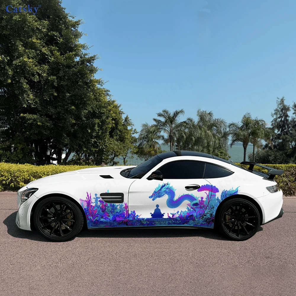 

Неоновый дракон, человеческая боковая наклейка автомобиля, ПВХ, самоводонепроницаемая палочка, яркие автомобильные внешние аксессуары, декор, защита подарка для любителей автомобилей