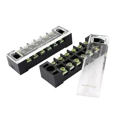 2 Pcs 600V 15A 6-Position Screw Electric Barrier Terminal Block Wire Connector