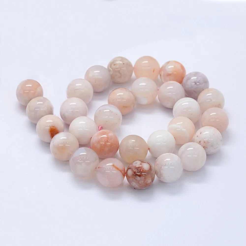 PandaHall 1 Strang Natürliche Kirschblüten-Achat Runde Perlen, Verschiedene Größen 10mm 12mm 14mm für Halsketten Armbänder Schmuckherstellung – Detail 2