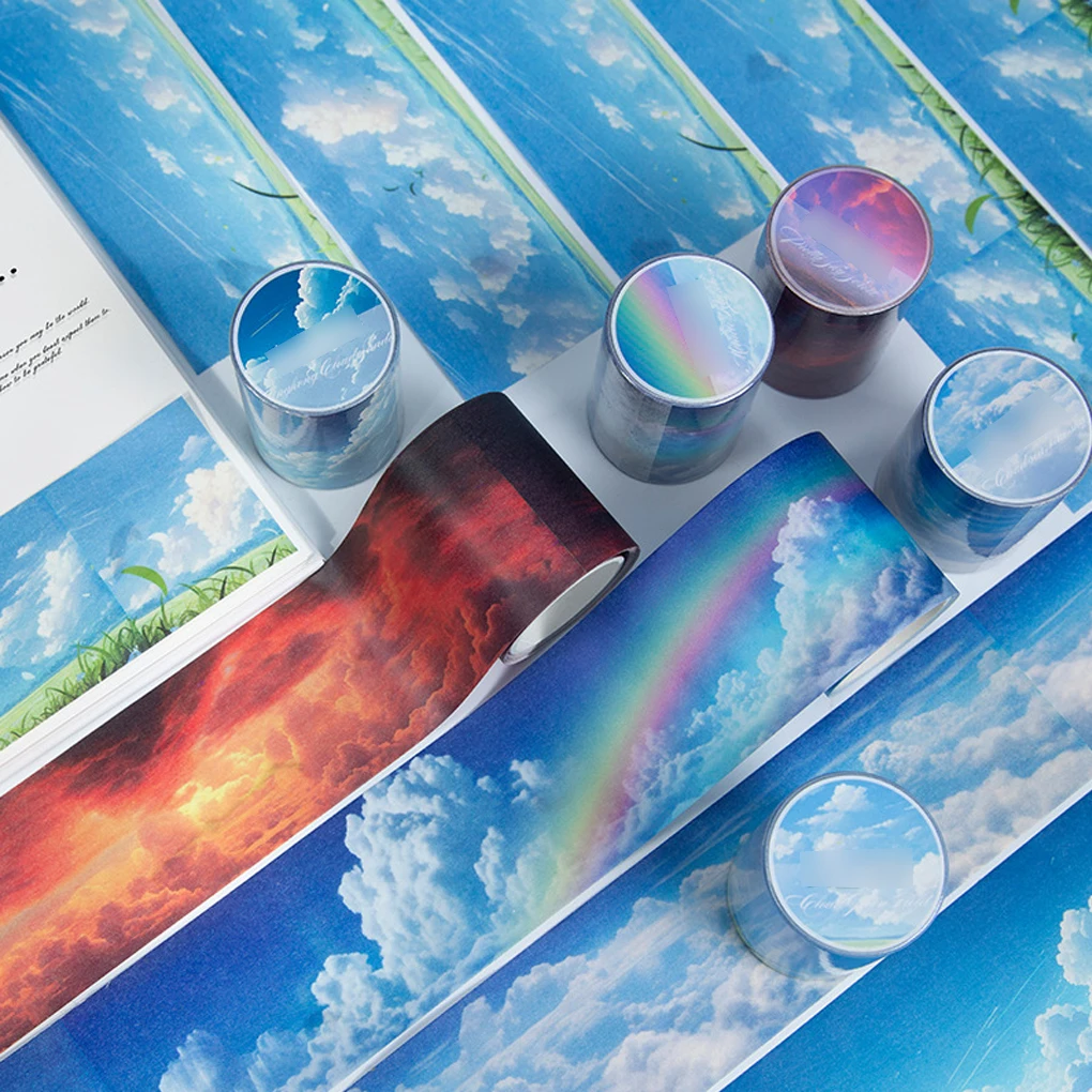 

Лента на тему облачного неба, декоративная бумажная лента, набор из 6 рулонов, длина 2 м, каждый день, сделай сам, рукоделие, дневник, канцелярские наклейки