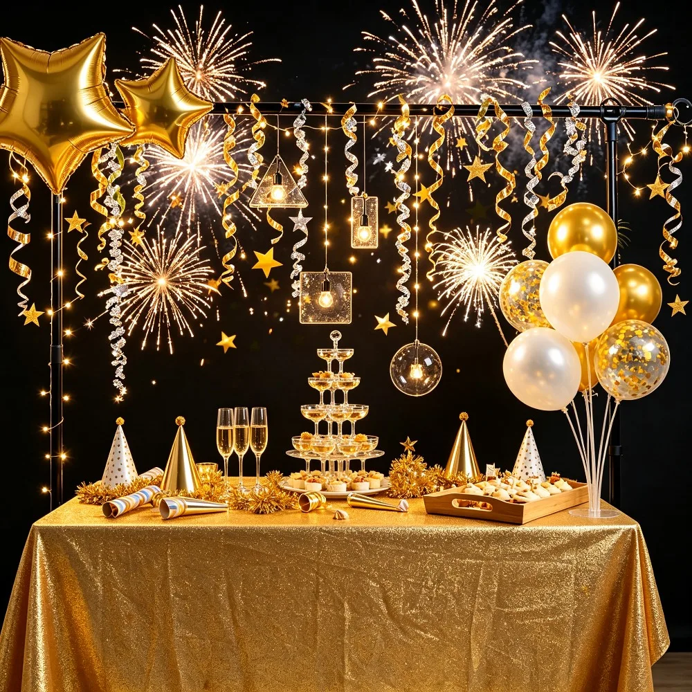 Height Adjustable Table Stand Over The Table Rod Stand with Clamps String Lights Banner Party Supplies Wedding Birthday Holiday