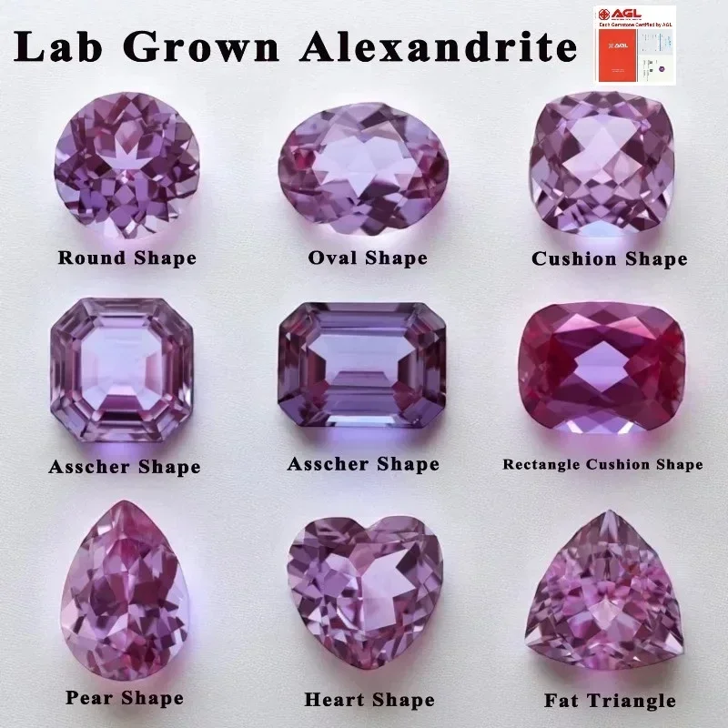 

Lab Grown Alexandrite Change Color Stone Charms Gemstone DIY Ring Necklace Earrings Main Materials Selectable AGL Certificat