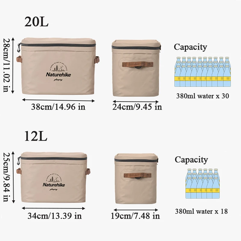 Imagem -05 - Naturehike-ultraleve Impermeável Camping Cooler Bolsa Portátil Piquenique Bolsa Pacote de Isolamento ao ar Livre Ice Cooler 12l 20l