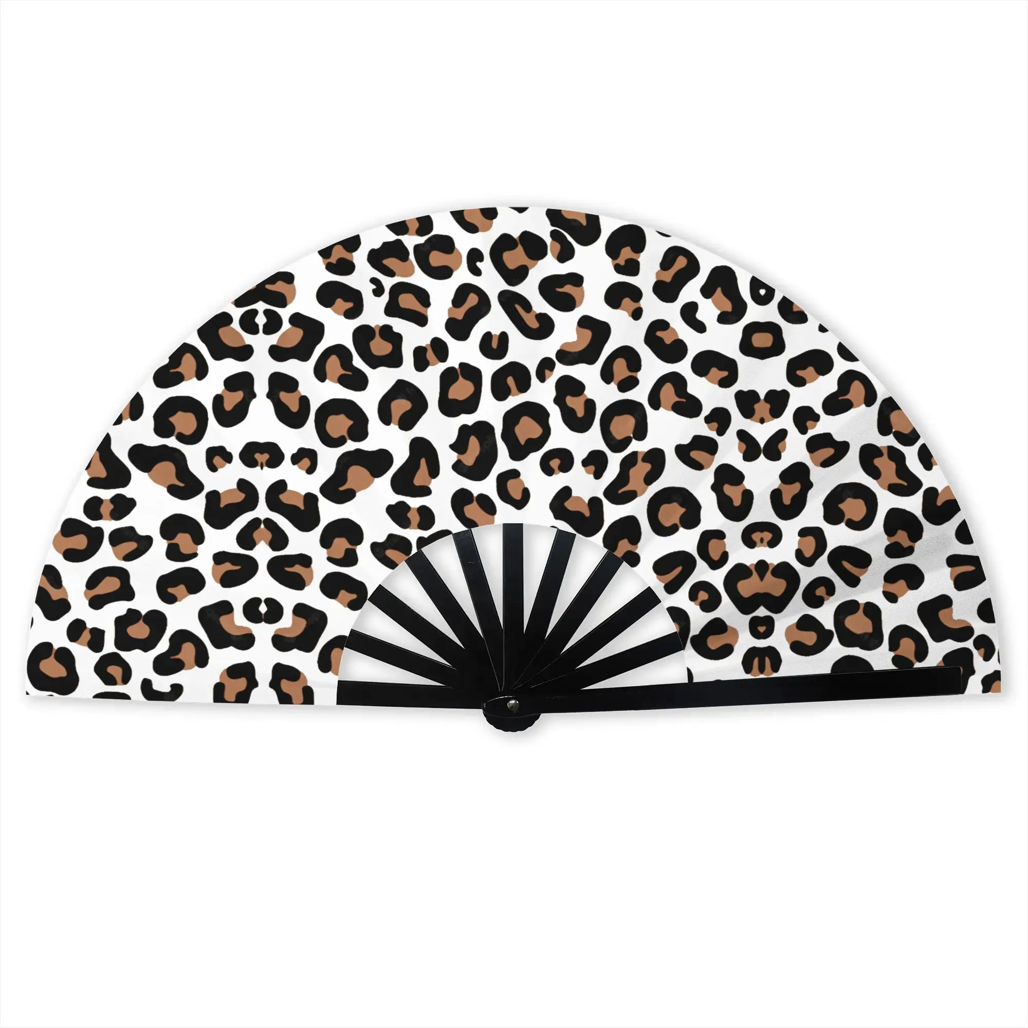 Leopard Print Colorful Stylish Hand Fan Men  Printed Polyester Fan Trendy Costume Prop Folding Fans For Sports Events  Gift