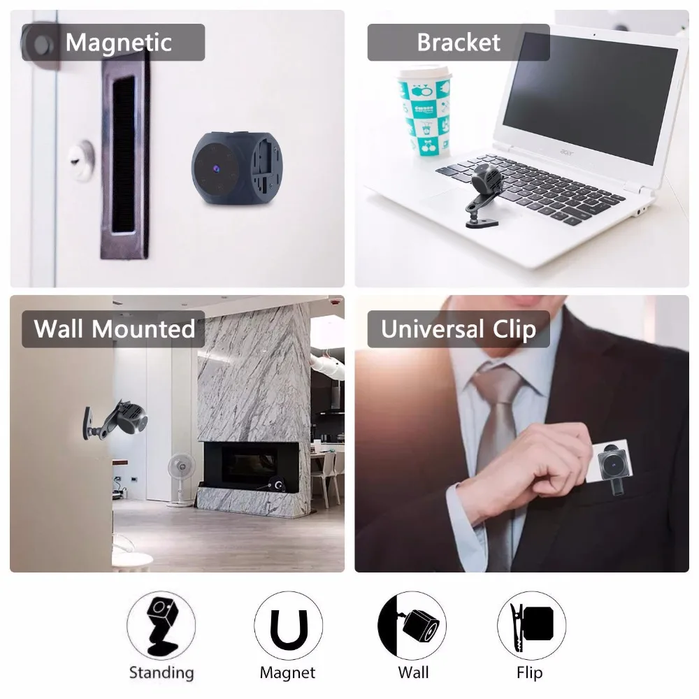Body Mini Camera Portable 1080P HD Night Vision Video Recorder Wide Angle Motion Detection Magnet Loop Recording Espia Cameras