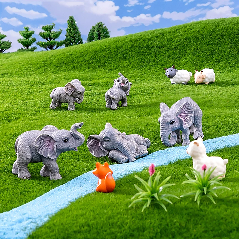 Creative Miniature Animal Elephant Cute Decoration Resin Bonsai Doll Fairy Tale Garden Decoration Desktop Small Ornaments