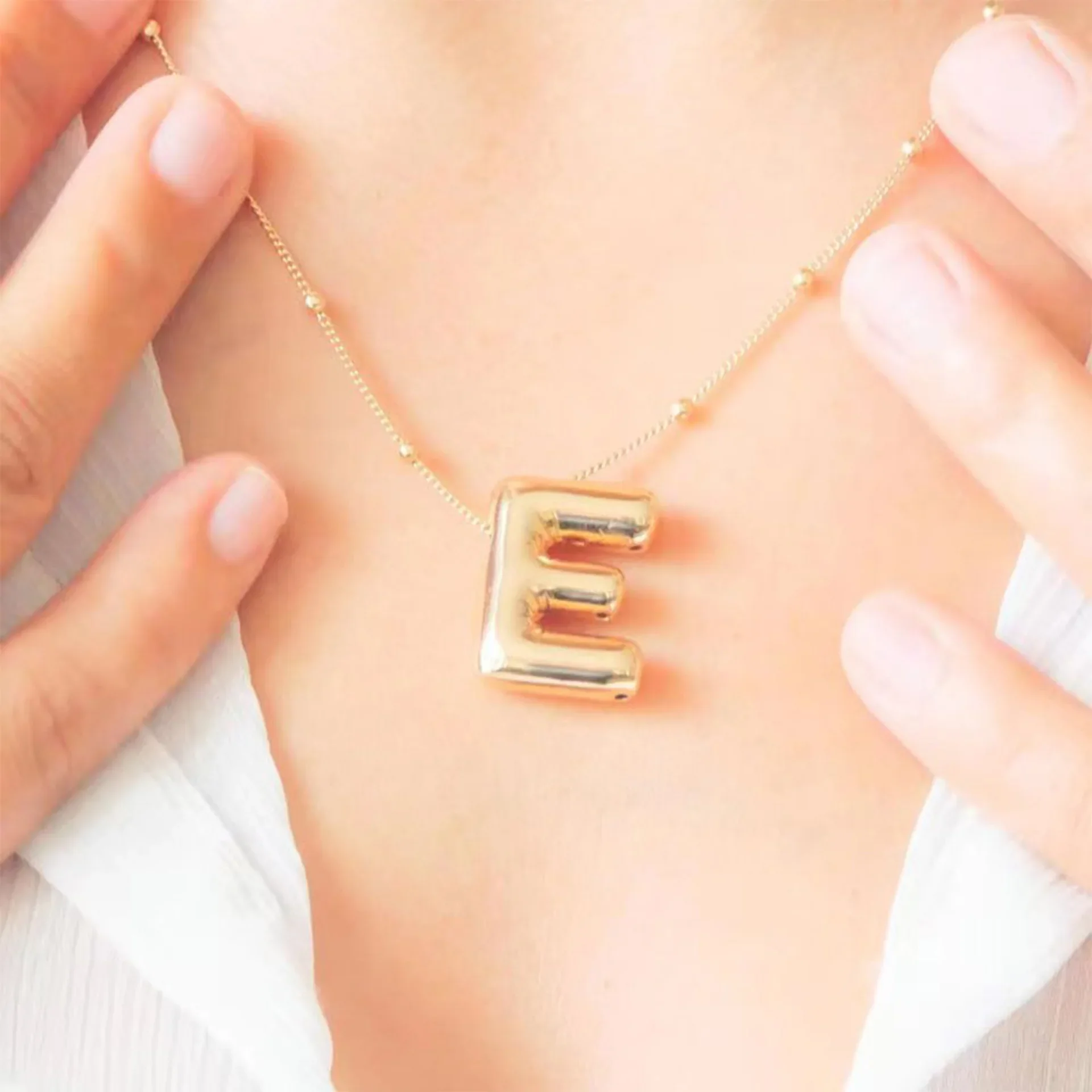 Delicate Bubble Letter PendantAccessories Temperament Fashionable26 English Letter Initials PendantNecklace for Womens image 4