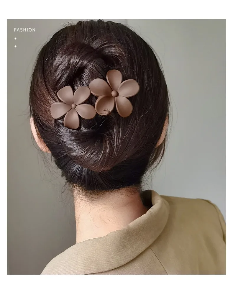 

S3646 Fashion Jewelry Women's Resin Hairpin Hair Clip Bobby Pin Lady Girls Double Flower Barrette Big Duckbill Hair Accessories